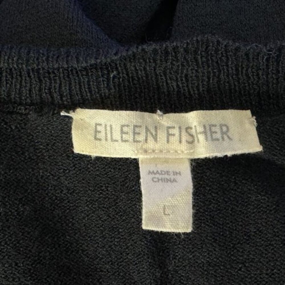 Eileen Fisher Wool Open Front‎ Cardigan Women L EUC Lightweight Stretch Sweater - Picture 10 of 11